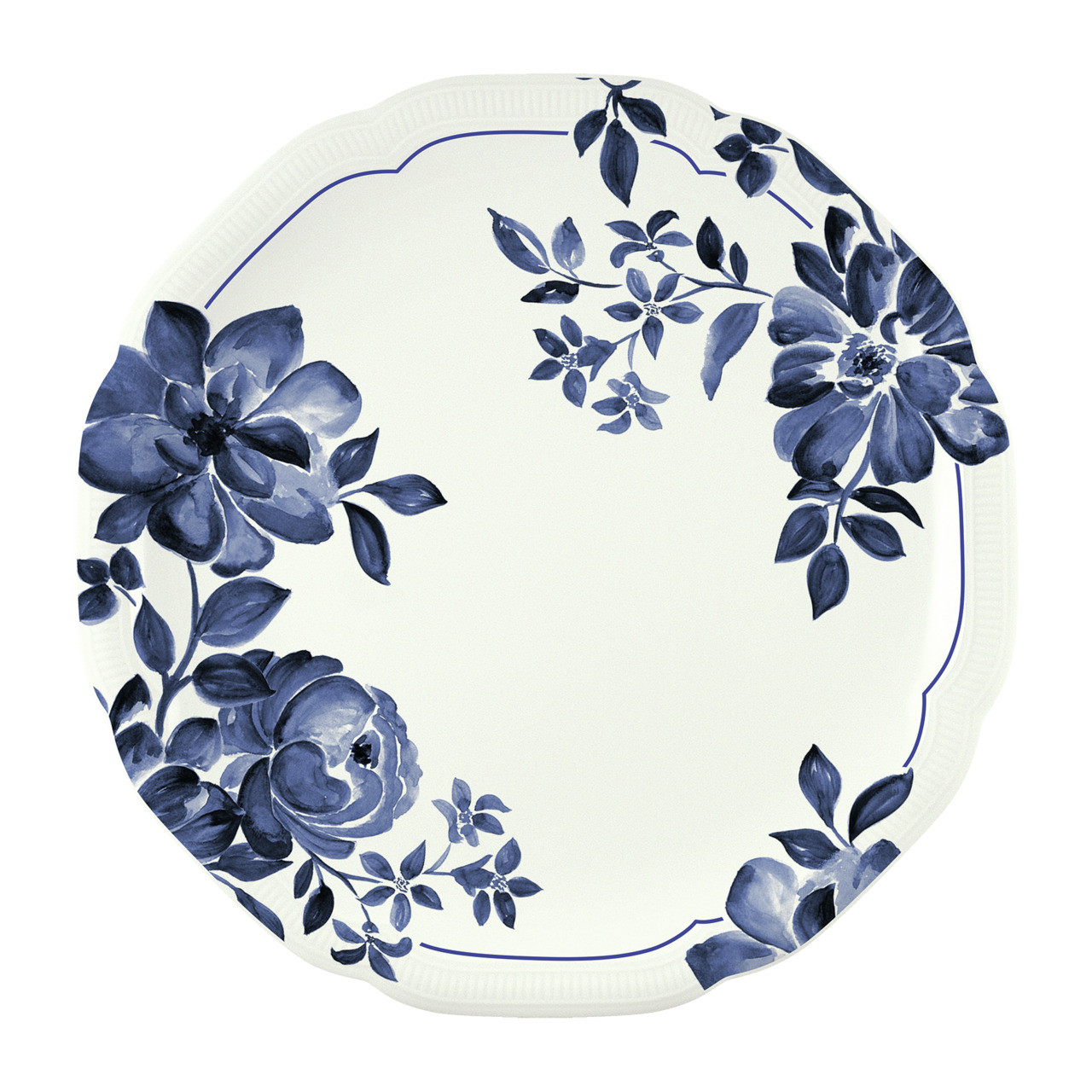 Floral Charm, Coupteller flach rund mit Relief ø 259 mm blue